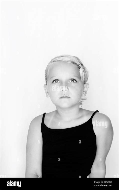 Black And White Portrait Of A 8 Year Old Girl Stock Photo Alamy