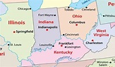 Mapa de Indiana - EUA Destinos