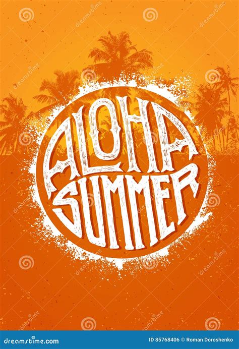 aloha summer poster with toucan flamingo parrot pineapple and palm cartoon vector