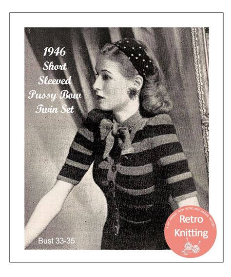1940s Pussy Bow Twin Set Pdf Knitting Pattern Etsy