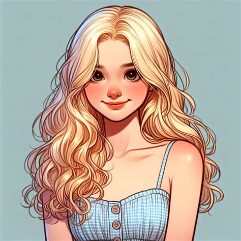 Blonde Girl Drawing With Beautiful Wavy Hair Ai Art Generator Easy