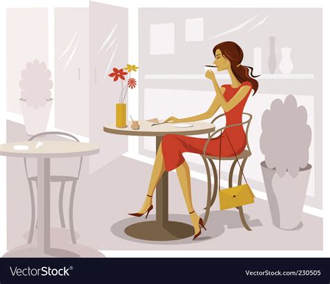 Woman Drinking Coffee Royalty Free Vector Image