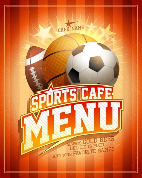 Sports Cafe Menu Card Design Template With Football Basketbasports