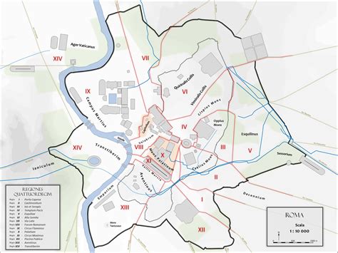 Map Of Ancient Rome With The The City Monuments