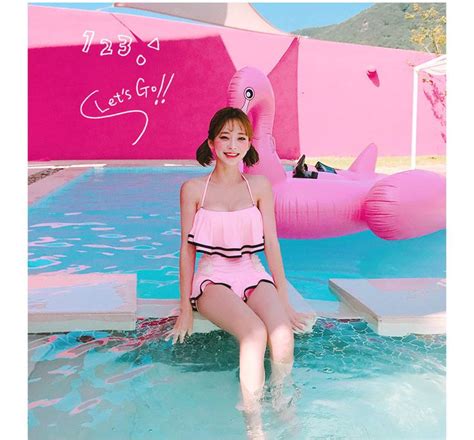 Chuu Bikini Set Halter Top Corsage Ruffle Skirt Yesstyle Bikinis Swimwear Girls Girls