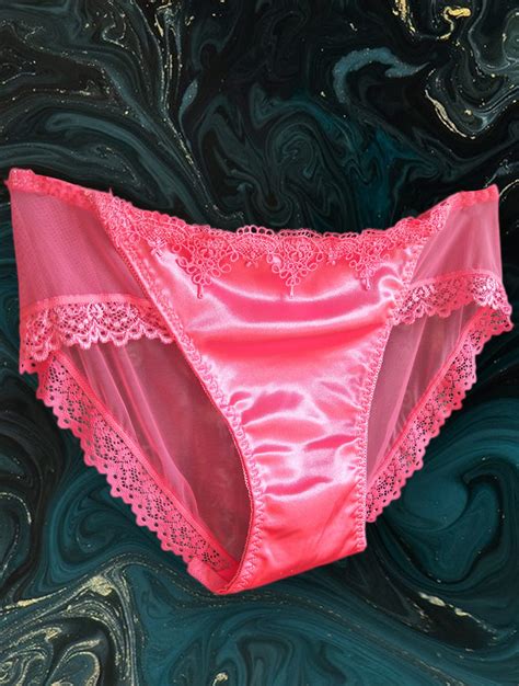 Elastic Satin Smooth Mid Waist Embroidery Panties Florashe Satin Panties Bikini Panties