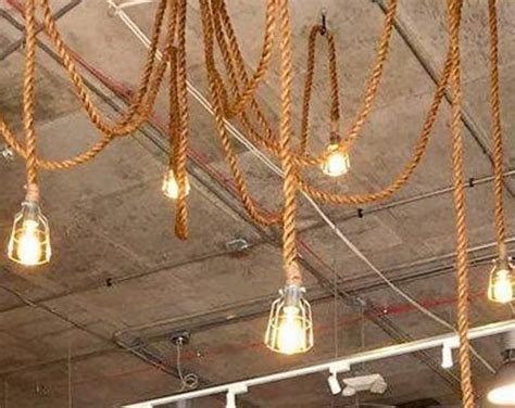 Manila Rope Cage Pendant Light Industrial Rope Rustic Lighting Etsy