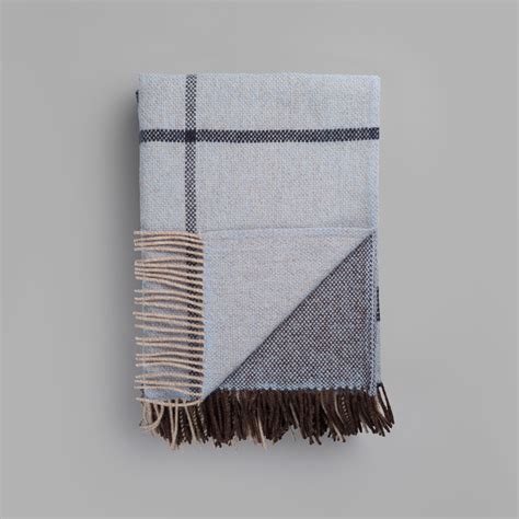 Roros Tweed Roros Tweed Filos Norwegian Wool Blanket With Fringes Blue