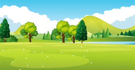 Park Scene With Green Field Download Free Vectors Clipart Graphics And Vector Art