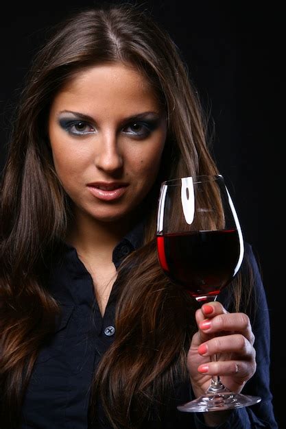 Free Photo Beautiful Woman Drinkink Wine