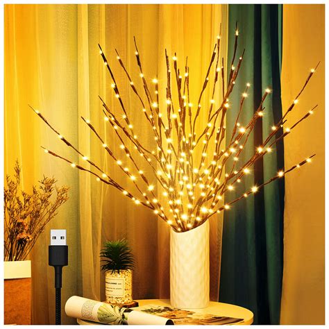 3 Pack Twig Lights Prelit Branches Usb Plug In Branches Lights With