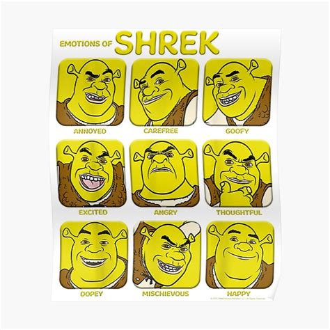Shrek Emotions Of Shrek Box Up Poster For Sale By Ooskiedesign