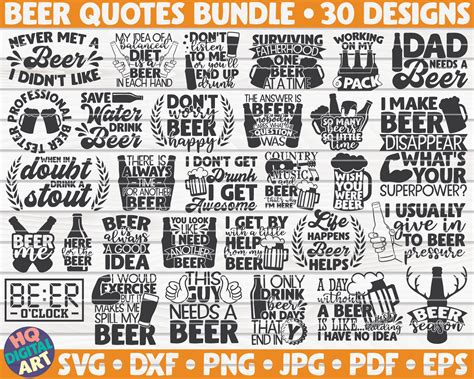 Beer Quotes Svg Bundle 30 Diseños Uso Comercial Gratuito Etsy