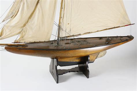 English Vintage Fully Rigged Sailing Pond Yacht Model Rafael Osona