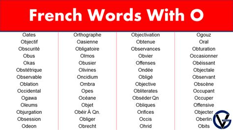 French Words Starting With O Grammarvocab