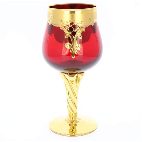 Murano Glass Goblets Set Of Two Murano Glass Wine Glasses 24k Gold Leaf Red Wine Glass