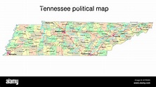Mapa político del estado de Tennessee Fotografía de stock - Alamy