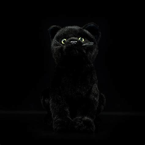 Realistic Black Cat Stuffed Animal Plush Toy Keaiart