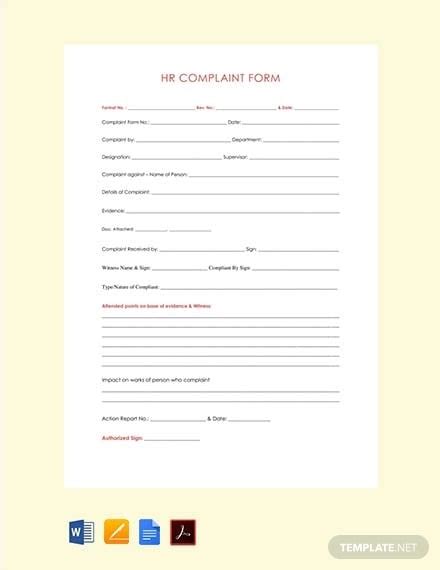 26 hr complaint forms free sample example format