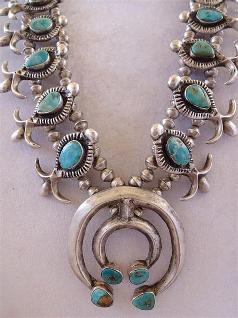 Vintage Navajo Squash Blossom Necklace Description This Museum Quality