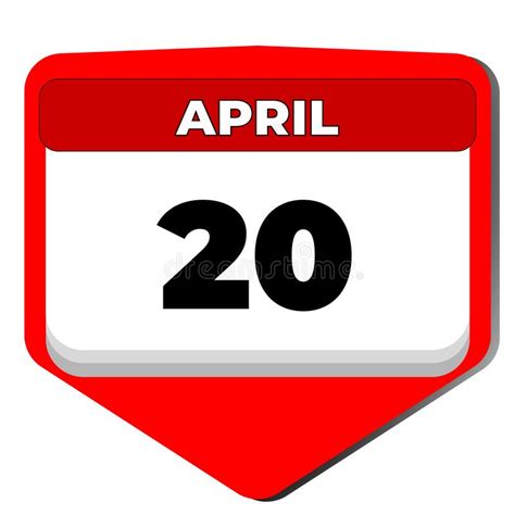 20 April Vector Icon Calendar Day 20 Date Of April Twentieth Day Of