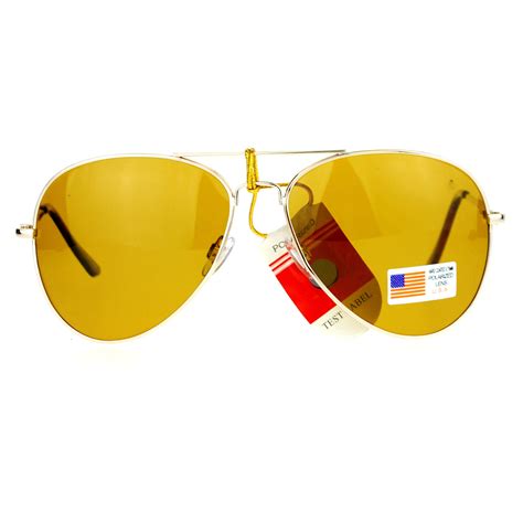Sa106 Sa106 Mens Polarized Metal Rim Night Driving Lens Aviator Sunglasses Gold