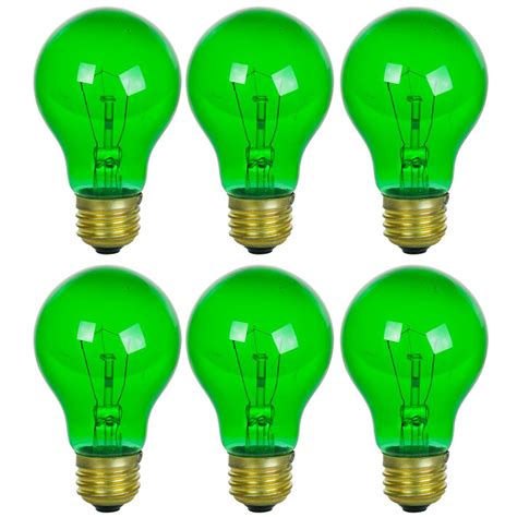 Sunlite 25 Watt A19 Green Transparent Edison Incandescent Light Bulb 6