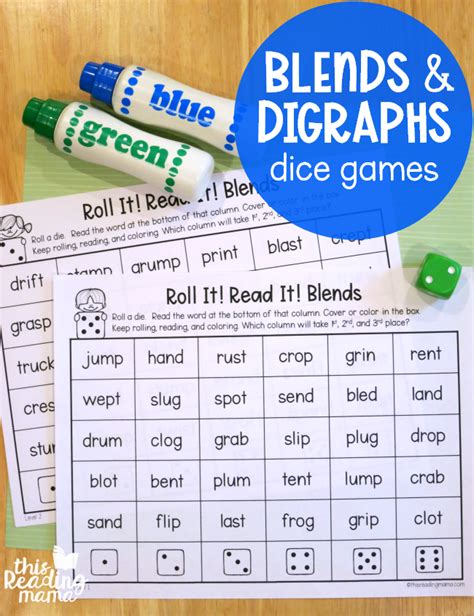 Phonics Dice Games For Blends And Digraphs This Reading Mama First