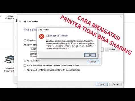 Cara Mengatasi Printer Tidak Bisa Sharing Windows Couldn T Connect To The Printer YouTube