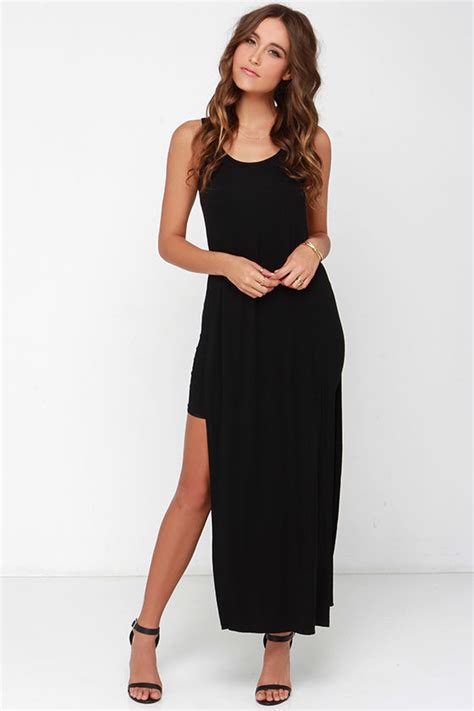 Chic Black Dress Maxi Dress Side Slit Maxi 4400 Lulus