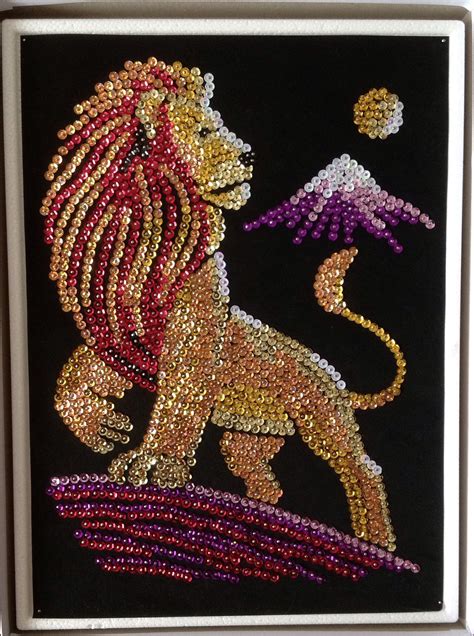 Sequin Art Lion Sequin Crafts Bead Art Hand Embroidery Designs