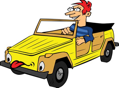 Clipart Boy Driving Car Cartoon