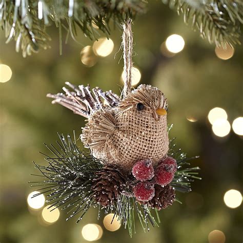 This Adorable Natural Burlap Bird Ornament Looks Right At Home In Your