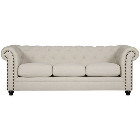 Coaster Fabric Button Tufted Sofa In Cream 504554