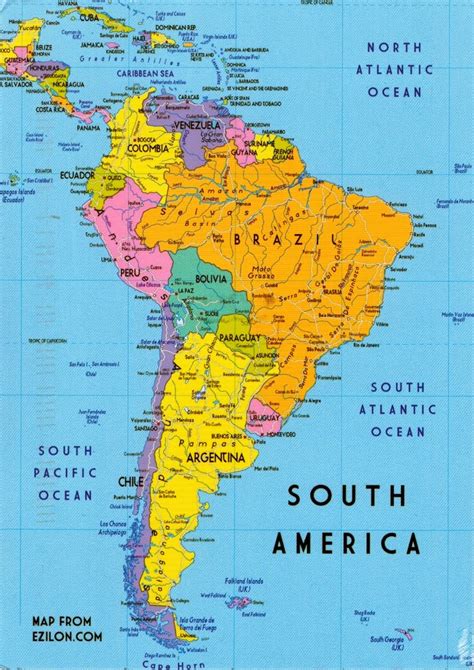 South America Editable Continent Map With Countries Gambaran