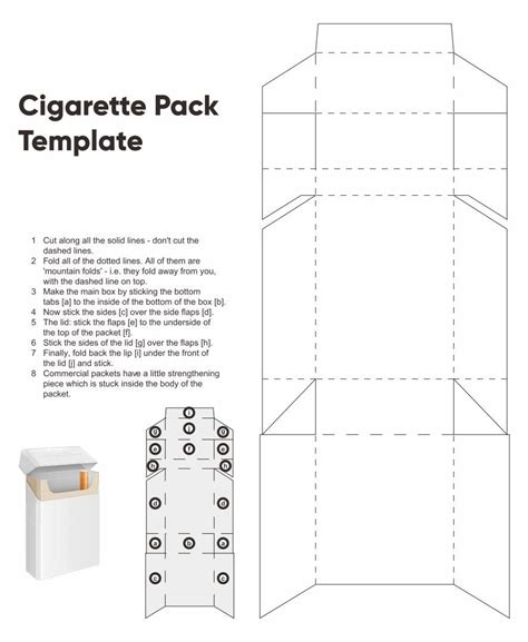 cigarette pack template cube template box template printable paper