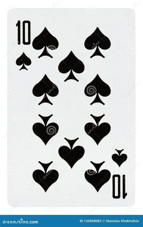 Playing Card Ten Of Spades Isolated On White Stock Image Image Of