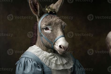 Portrait Of Donkey In A Victorian Dress 21876904 Stock Photo At Vecteezy