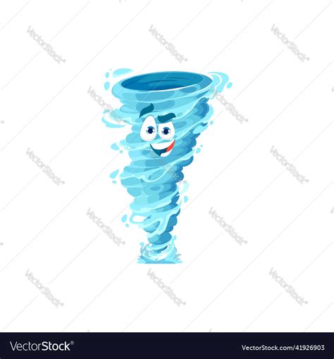 Cartoon Tornado Funny Character With Water Drops Vector Image