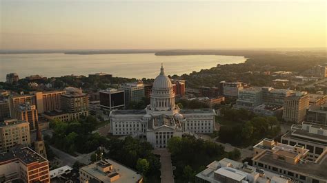 Aerial View Of City Of Madison The Capital City Of Wisconsin Fr