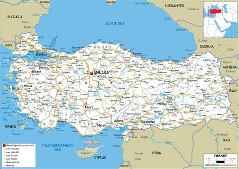 Turkey map - Türkiye map (Western Asia - Asia)