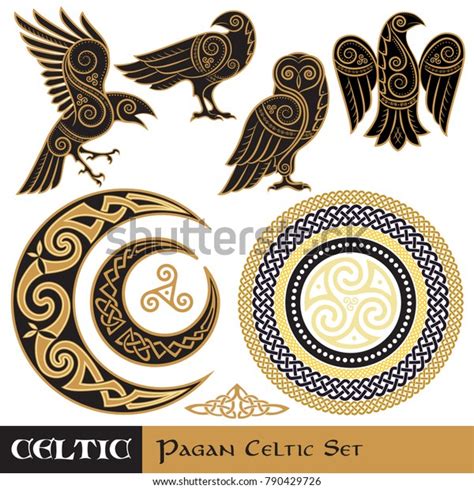 Celtic Magic Set Celtic Horned Moon Stock Vector Royalty Free 790429726
