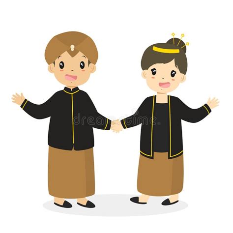 Kids In Padang Traditional Dress Cartoon Vector Stock