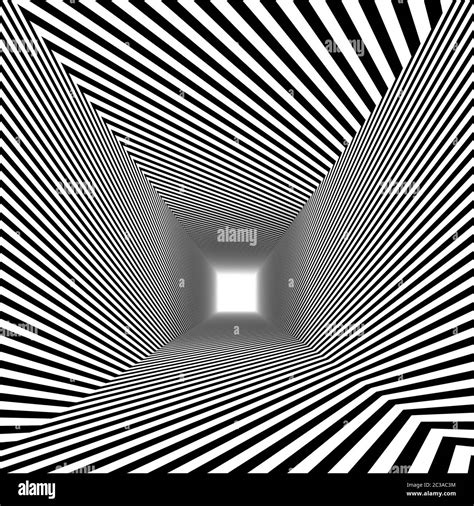 3d Image Of An Abstract Tunnel With Diagonal Black And White Stripes