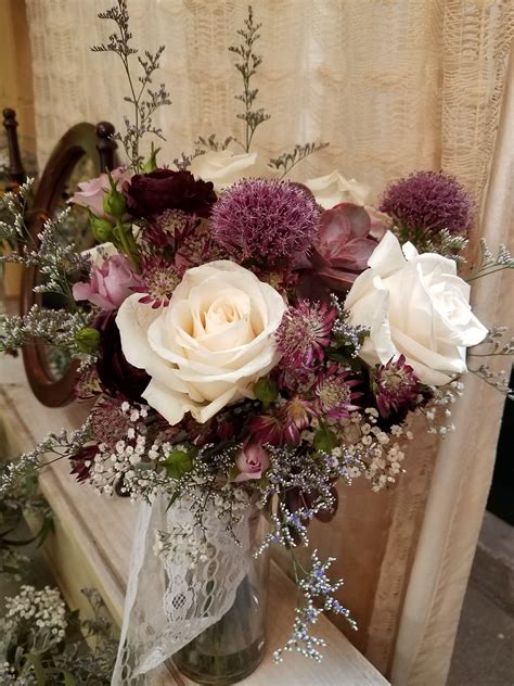 Wedding Bouquet Mauves Creams And Burgundies Wine Wedding Flowers