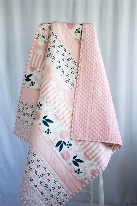 Pink And Navy Quilt Baby Shower T Girl Baby Quilts Etsy Baby