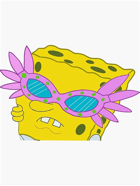 Spongebob Glasses Meme Sticker Sticker For Sale By Sashagrace1