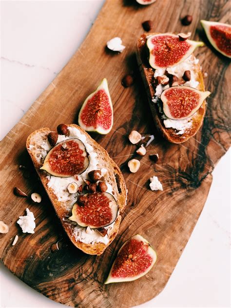Toasted Sourdough With Soft Goats Cheese Fig Hazelnut And Honey