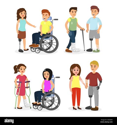 Vector Ilustración Conjunto De Personas Con Discapacidad Y