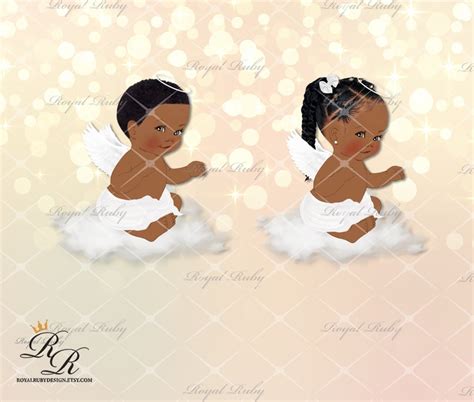 Baby Angels On Cloud African American Baby Cherub Dark Etsy